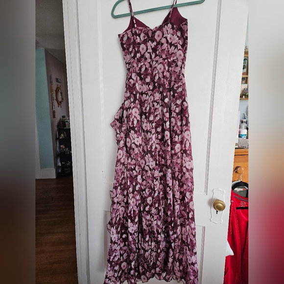 Lulus Illustrious Aura Plum Purple Floral Ruffled Surplice Maxi Dress - Size S - Picture 3 of 8